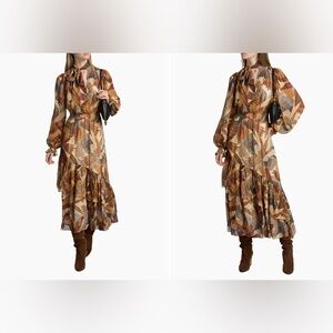 FARM RIO Belted printed modal maxi dress Small $350